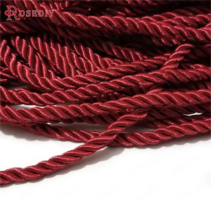 (29966)10 Meters 5mm Satin Polyester Cords Three strands of Rope Diy Jewelry Findings Accessories