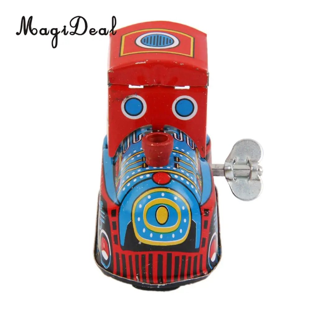 Vintage Retro Windup Train Locomotive Model Clockwork Kids Birthday Gift Decor Children Train Tin Toy Collectible
