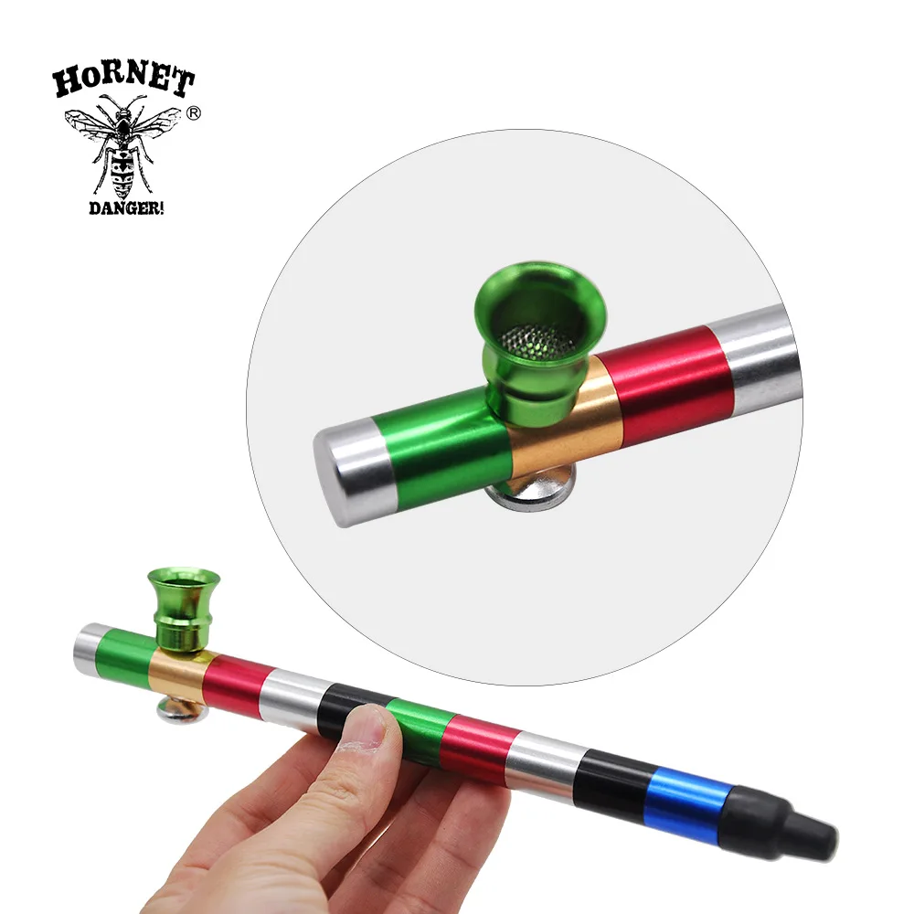 

HORNET Multi-Color Aluminum Luxury Long Smoking Pipe 226MM Creative Metal Pipe Design Tobacco Pipe Weed Pipe Smoking Accessories