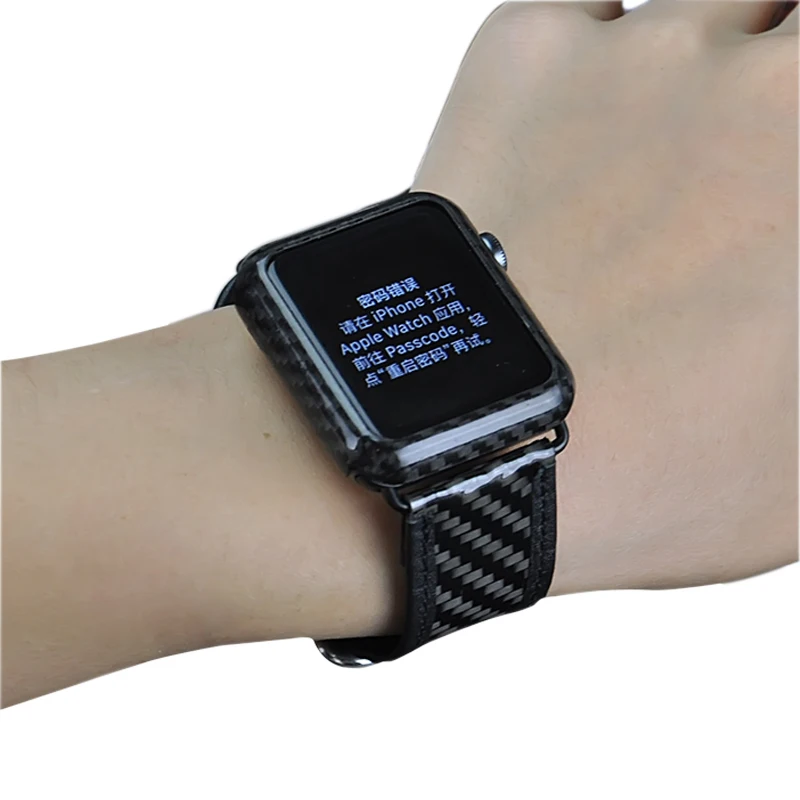 Высококачественный ремешок из настоящего углеродного волокна для часов Apple Watch Series 4 1 2 3 iWatch, браслет для часов 38 мм 42 мм