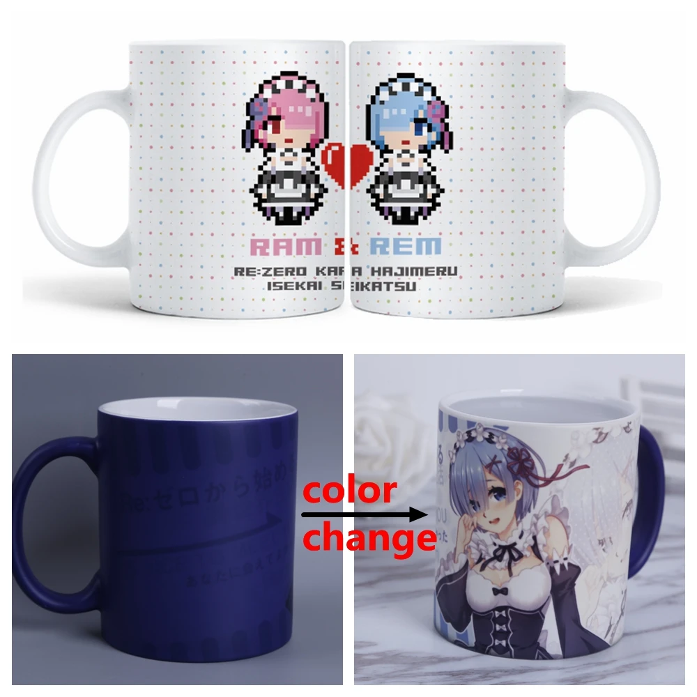 

Anime JK Re : Life in a different world from zero Ram Rem Cosplay Tea Milk Coffee Cup Color Change Daily Drink Mug Gift