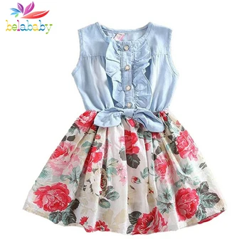 Belababy Baby Girl Dress Summer 2019 New Flower Girls Dresses Kids Brand Princess Dress For Girl