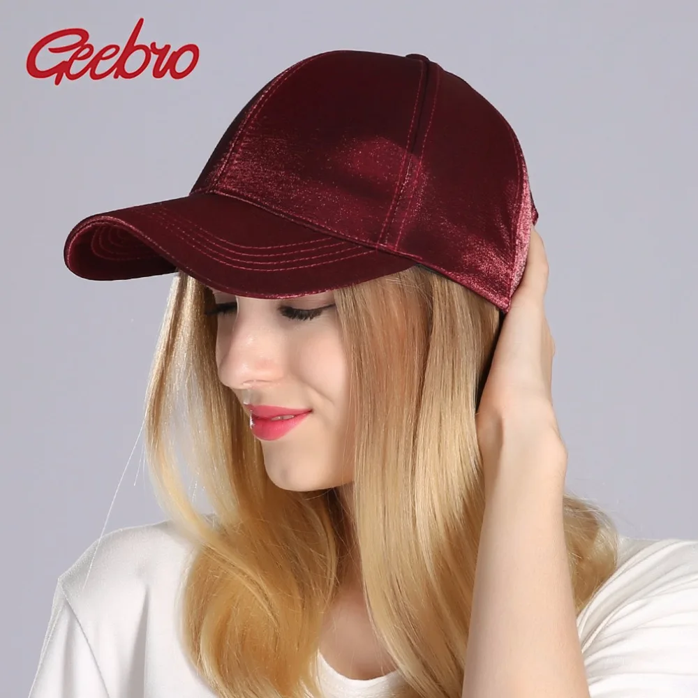 

Geebro Brand 2018 Spring Velvet Baseball Cap Women Plain Black Snapback Men Fashion Pure Caps Flat Hats Bone Gorras Casquette