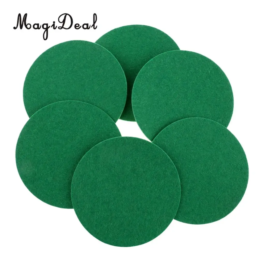 MagiDeal 6 Pieces Air Hockey Table Felt Pushers Replacement Felt Pads Green 94mm