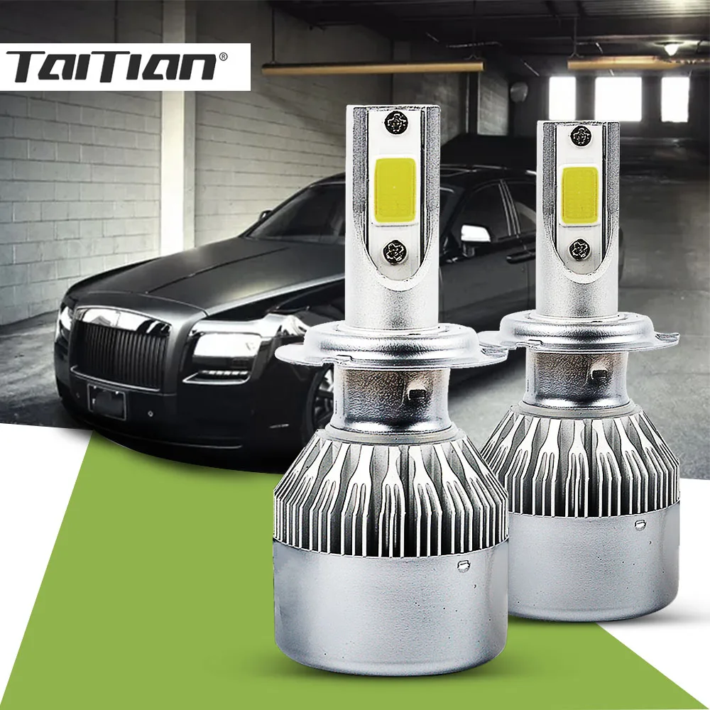 Taitian 2 шт. автомобиль Headl светильник супер белый H7 светодиод turbo H4 Авто h1 лампы H3