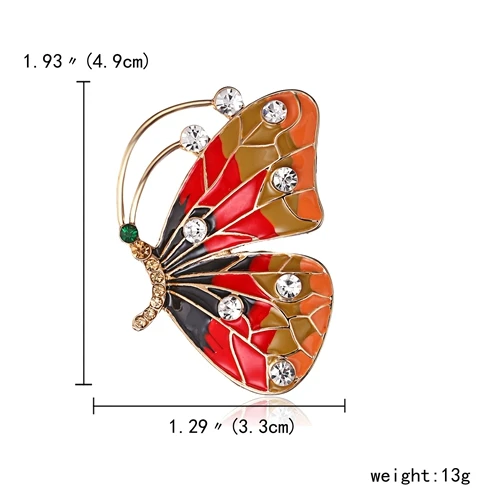 Rinhoo модная Стрекоза бабочка пчела Кристалл Эмаль Брошь с насекомым Пчелой булавка бижутерия броши булавки для женщин девочек - Окраска металла: Red Butterfly