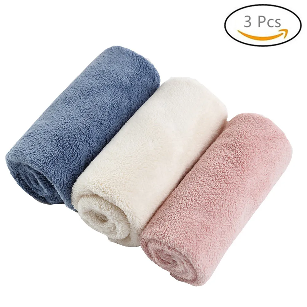 3 Pcs/Lot Baby Hand Towels Coral Velvet Infant Solid Color 240GSM Wipe