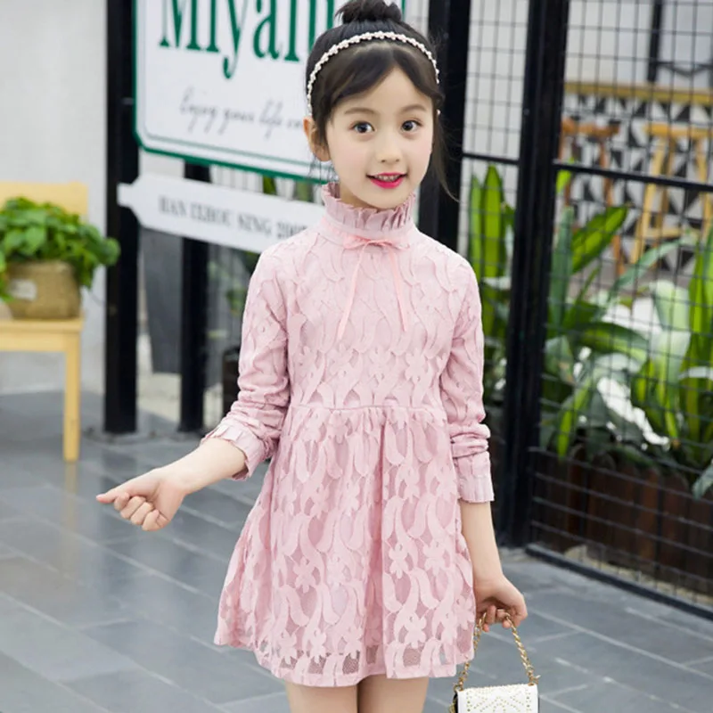 

Girls Dresses 2018 Spring Autumn Girls Lace Long Sleeve Princess Dress Casual Kids Party Dress Girls Clothes 4 6 8 10 12 Years