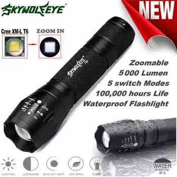 

Tactical LED Flashlight G700 SkyWolfeye X800 Zoom Super Bright Military Grade torch flashlight t6 led flashlight 18650 #4A31