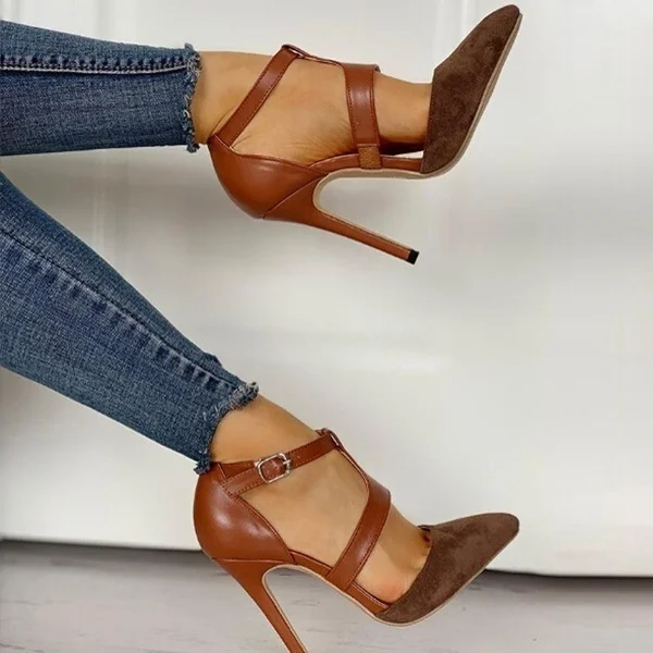 

Ladies Summer Fashion Solid Color Casual Buckle High Heel Pumps