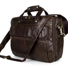 Высококачественный мужской портфель из натуральной воловьей кожи с большой емкостью 15 дюймов, сумка через плечо для ноутбука, деловой портфель 7146C
