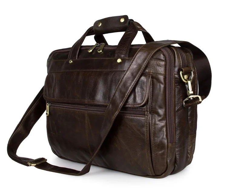 Bestnote Laptop Große echtes Aktentasche Rindleder 7146c Messenger Männer Leder black Umhängetasche Zoll Business Kapazität grey 15 Coffee rqRxz1rw