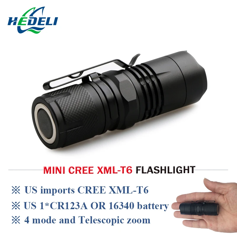

With magnet mini torch penlight cree xml t6 led flashlight rechargeable cr123 battery lantern waterproof flash light