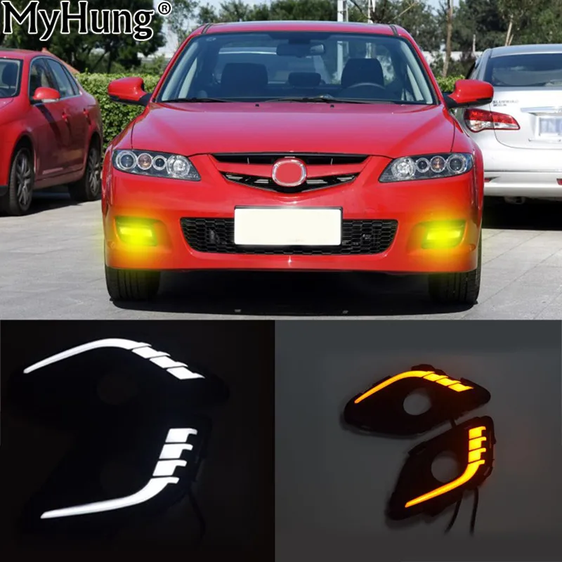 

Car LED Daytime Running Light For Mazda 6 2013 2014 Car Accessories Waterproof 12V DRL Fog Lamp Decoration White And Yellow