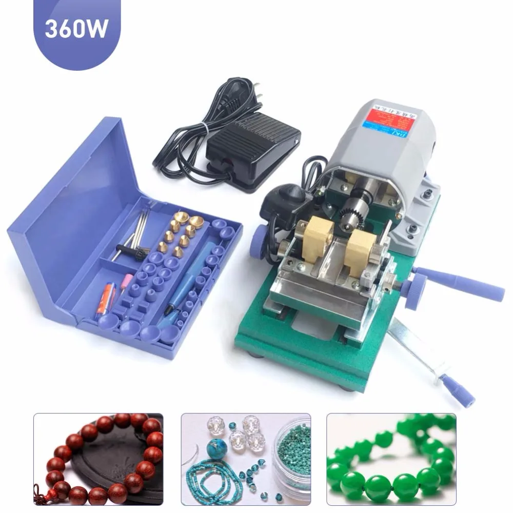 

110V Pearl Punching And Drilling Machine Step-Less Speed Regulation Amber Beeswax Maximum 5-35mm Diameter Beads Hand Tool Sets