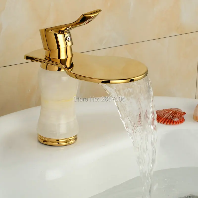 Free Shipping Discount Cheap Waterfall Faucet Gold Plate Basin Tap