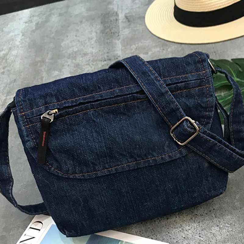 

Fashion Vintage Jeans Flap Simple Denim Women Bags HandBags Crossbody Messenger purse Shoulder Bag