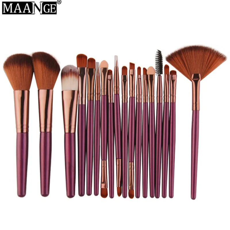 Makeup Brushes Set Powder Foundation Blush Eyeshadow Eyeliner Lip Beauty Make up Brush Tools MAANGE 18 Pcs - Handle Color: Фиолетовый