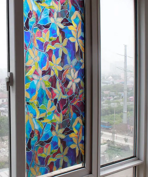 Stone Pattern Window Film Print Sticker Cling Stained Glass Decor UV Block Gift 