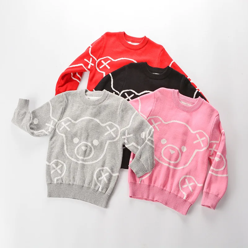 

2018 Children's Sweater New Korean Version of Sweater Autumn Base Round Neck Pullover Sweater for Boys and Girls