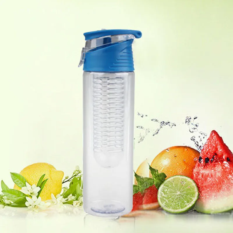 Креативная фруктовая бутылка для воды, пластиковая бутылка для фруктов, Спортивная бутылка для напитков на открытом воздухе - Цвет: Blue