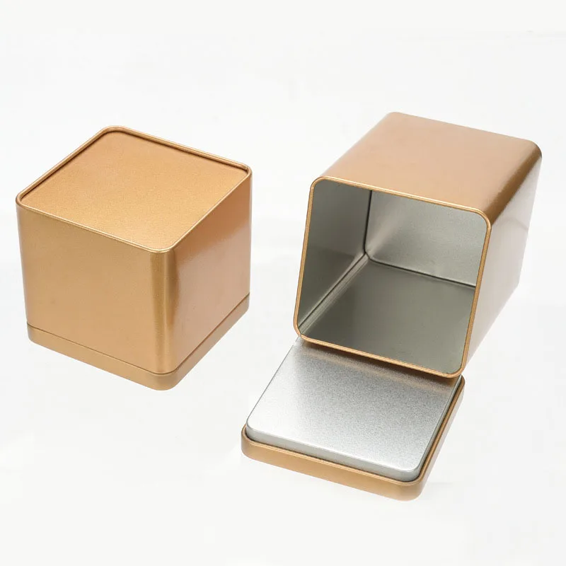 50pcs/lot 90*90*85mm Metal Silver Metal Box Storage Container Food Tea