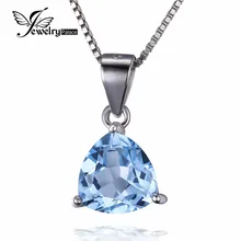 Classic Natural Sky Blue Topaz Pendant Necklace fit Chain 18Inch Solid 925 Sterling Silver Charms Trillion 9X9mm 3.17ct Pendant