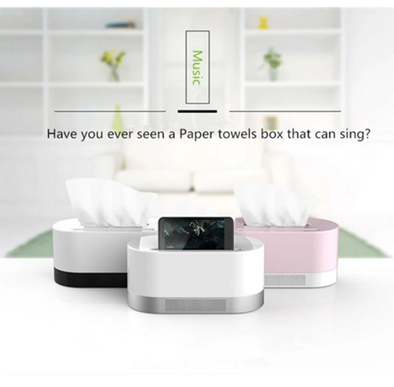 

Tissue Box Bluetooth Speaker Wireless Stereo Music Soundbox Speaker Phone Stand Function Support TF Card Novelty Gifts