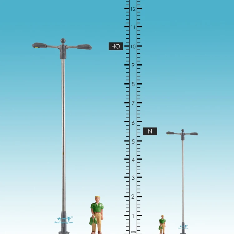 3 PCS Model Railway Train Lamp Post Street Lights HO N TT Scale LED Modern Style 2
