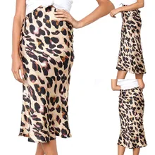 Женская юбка с леопардовым принтом Плиссированное в стиле ампир до середины икры макси юбка с высокой талией летние юбки Модные леопардовые облегающие сексуальные Клубные 5,28