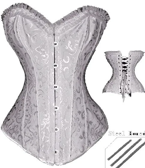 Plus-Size-Steel-Boned-Black-White-Corset-Bustier-Overbust-Sexy-Lingerie-Hot-Women-Lace-Up-Corset (2)