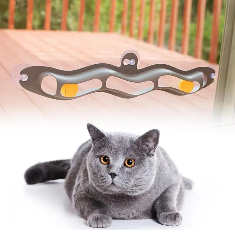 Cat игрушки интерактивные Track Ball окно присоске Souptoys для домашних животных кошка