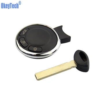 

OkeyTech 3 Button Car Smart Keyless Shell for BMW Mini Cooper Uncut Blade Remote Key Fob Case Cover Auto Replacement Key No logo