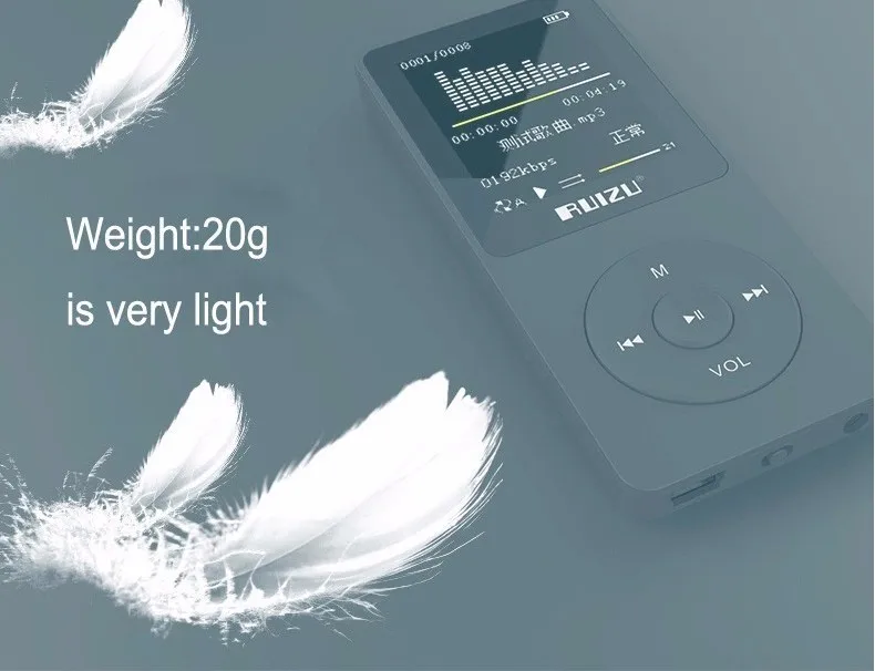 MP3-плеер ruidu X02 с экраном 1,8 дюйма, может воспроизводить 80 часов с FM, электронной книгой, часами, диктофоном