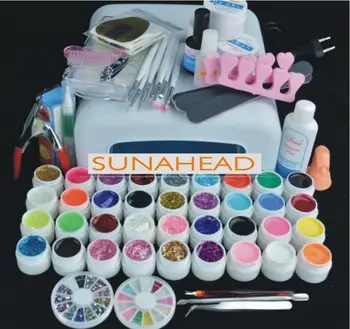 

New 36W Lamp / Light auto-timer 120s & 36 Colors UV builder GEL Nail Art extensions Tool Manicure set starter kit Sets