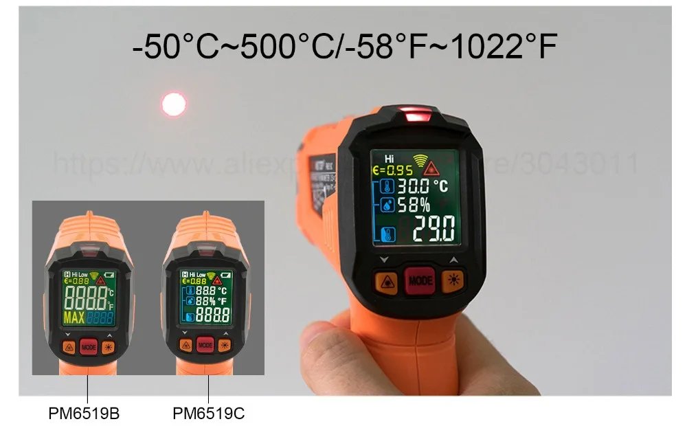 Бесконтактный ручной-50-500 градусов промышленный цифровой инфракрасный термометр ЖК-лазер ИК температура инфракрасный темп пистолет