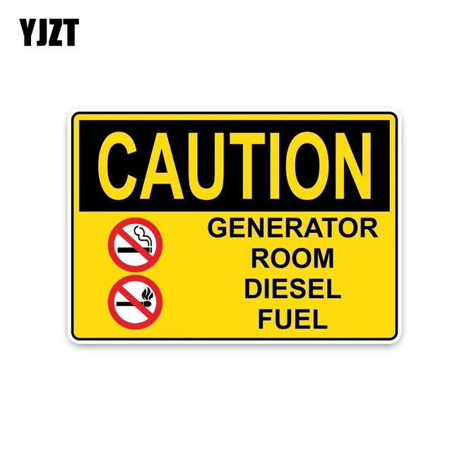 YJZT 15.4*10.7CM Fashion CAUTION GENERATOR ROOM DIESEL FUEL Warning
