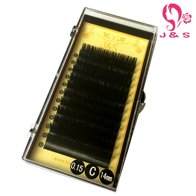 J S 3trays Lot saving time high quality mink oval flat eyelash extension ellipse lashes groove