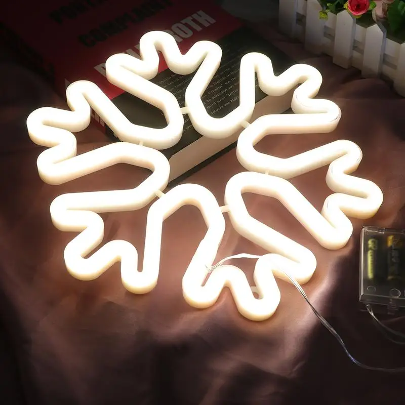 

LED Neon Sign Snowflake Shaped USB Battery Operated Night Light Decorative Table Lamp For Home Party Living Room