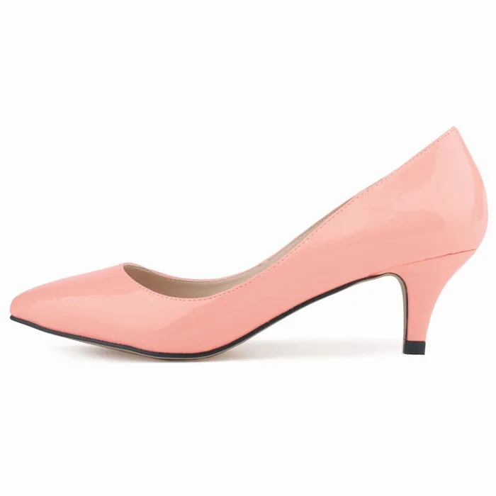 Loslandifen/Новые Брендовые женские туфли-лодочки; обувь на низком каблуке; женская обувь для вечеринки и свадьбы; обувь без застежки с острым носком; высота 6 см; Размеры 35-42 - Цвет: Розовый