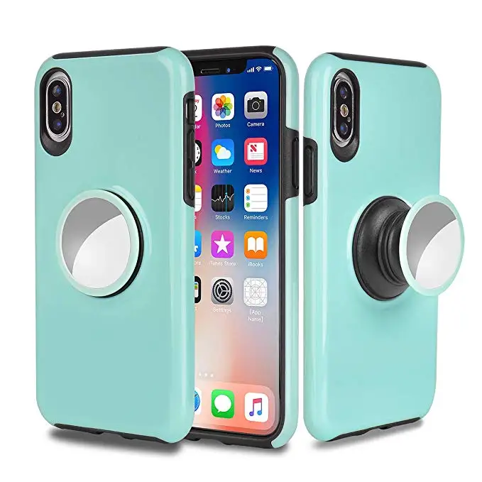 

Slim Shockproof Drop Protection Covers for iPhone 6 7 8 Plus X Xr Xs Max 2in1 Hybrid PC Soft Rubber Bumper Case with Kickstand