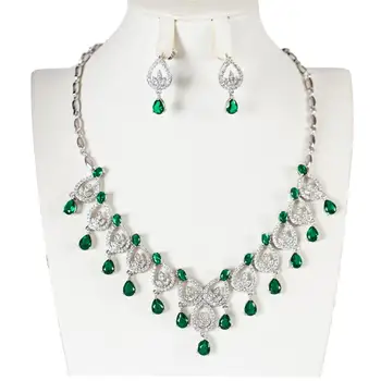 

LAN PALACE new copper alloy 3A cubic zirconia jewellery sets earrings and necklace for wedding party gift free shipping