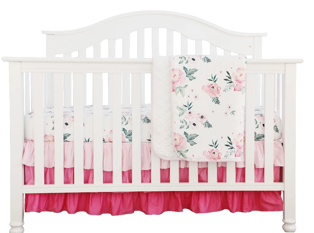 pink floral nursery bedding