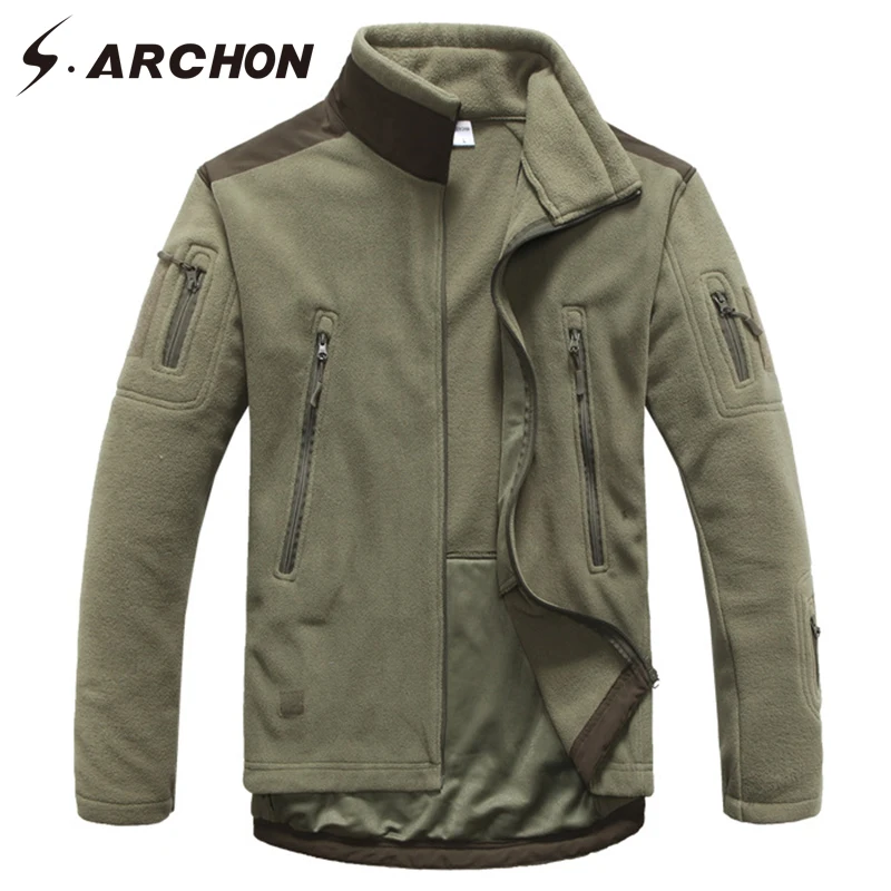 

S.ARCHON Soft Shell Fleece Military Thick Warm Men Jacket Winter Thermal Tactical Breathable Jacket Casual Windbreaker Coat