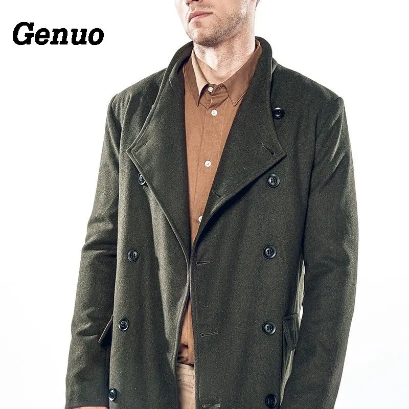 Genuo Autumn Winter Coat Men Casual Wool Jackets Coats Male Clothes Hombre Men Wool Blend Overcoats Parka Outfit with Belt Genuo Autumn Winter Coat Men Casual Wool Jackets Coats Male Clothes Hombre Men Wool Blend Overcoats Parka Outfit with Belt