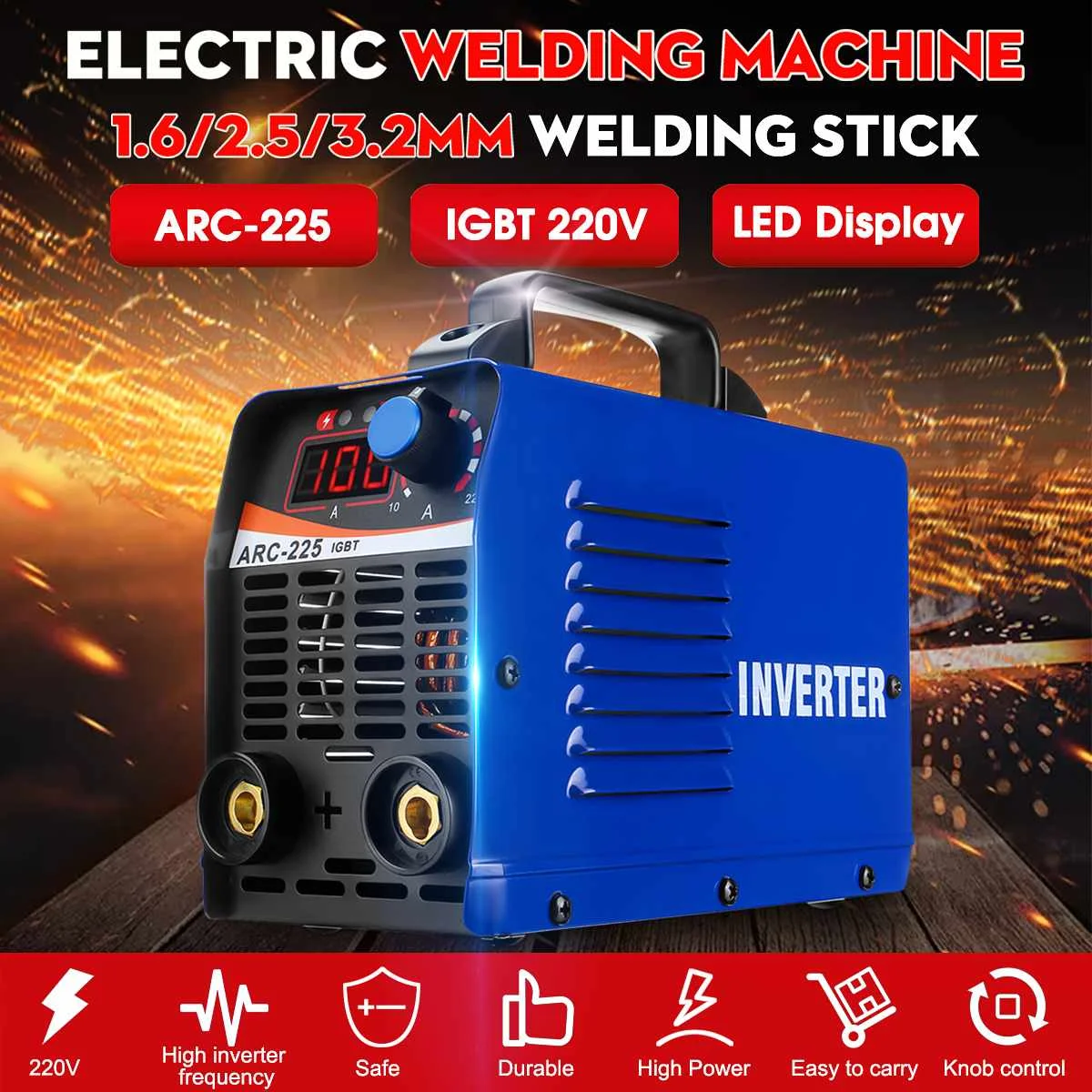 

Electric Welder Digital Display ARC Welder 220V 10-225A MMA Welding Machine for Home Beginner Lightweight Efficient