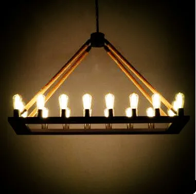 

18 Edison Lights Nordic Rope Loft Style Industrial Lamp Vintage Light Pendant Lighting Fixtures Dinning Room Lamparas Colgantes