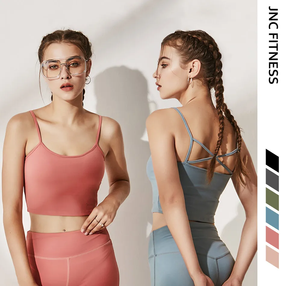 

Crisscross backless sports bra strappy back yoga bra workout padded gym bra medium impact yoga top athletic crop top active wear
