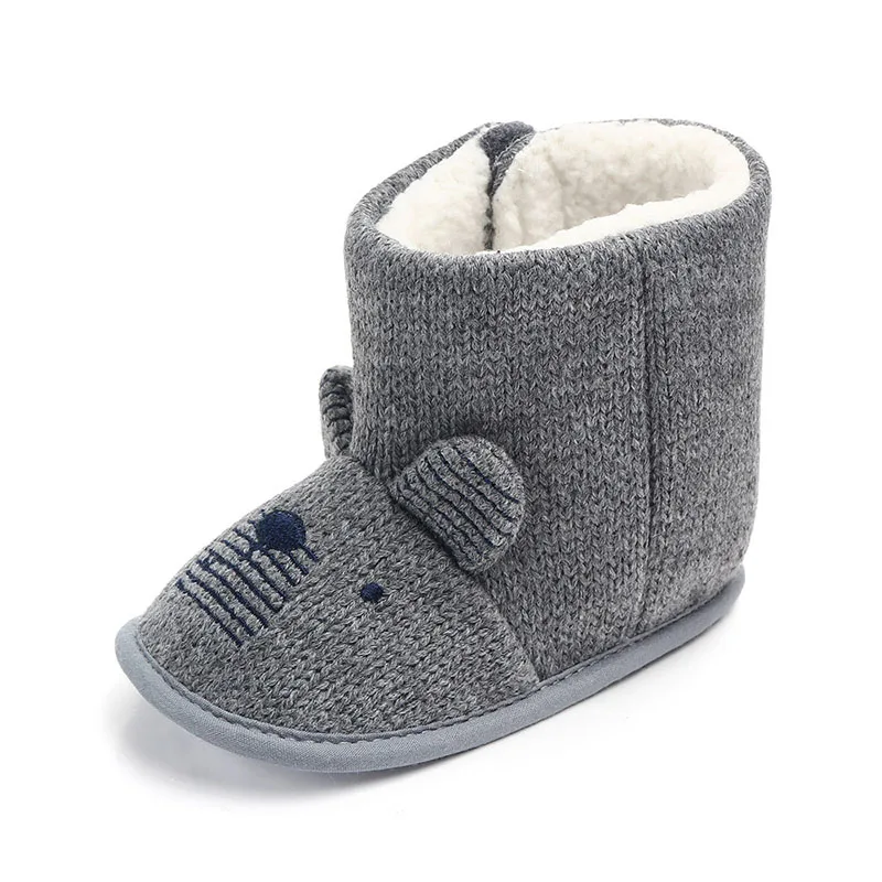 Детская зимняя обувь; ботинки для новорожденных девочек с рисунком медведя; ботинки для малышей; обувь для маленьких мальчиков; зимние ботинки для малышей - Цвет: Gray 13