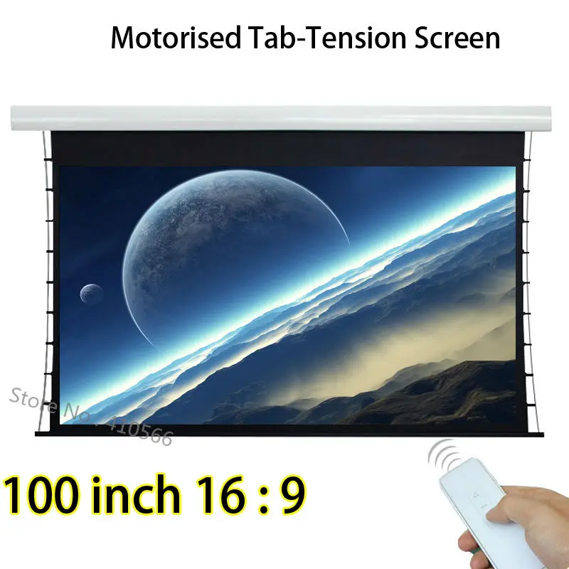 100-inch 2214x1245mm Viewable Size Tab-tension Projection Screens With Tubular Motor Remote Control Projector Screen wilson jones view tab professional binder with 5 tabs 1 inch capacity letter size black w55763